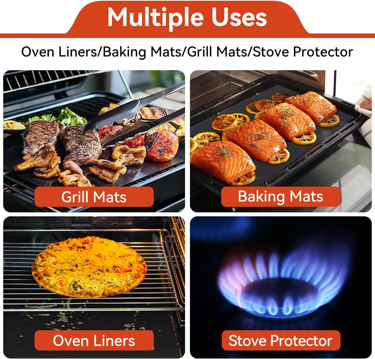 Teflon Oven Liners - Reusable Non-Stick Heat Resistant Mats | Easy to Clean 23.6"x 15.7" Size