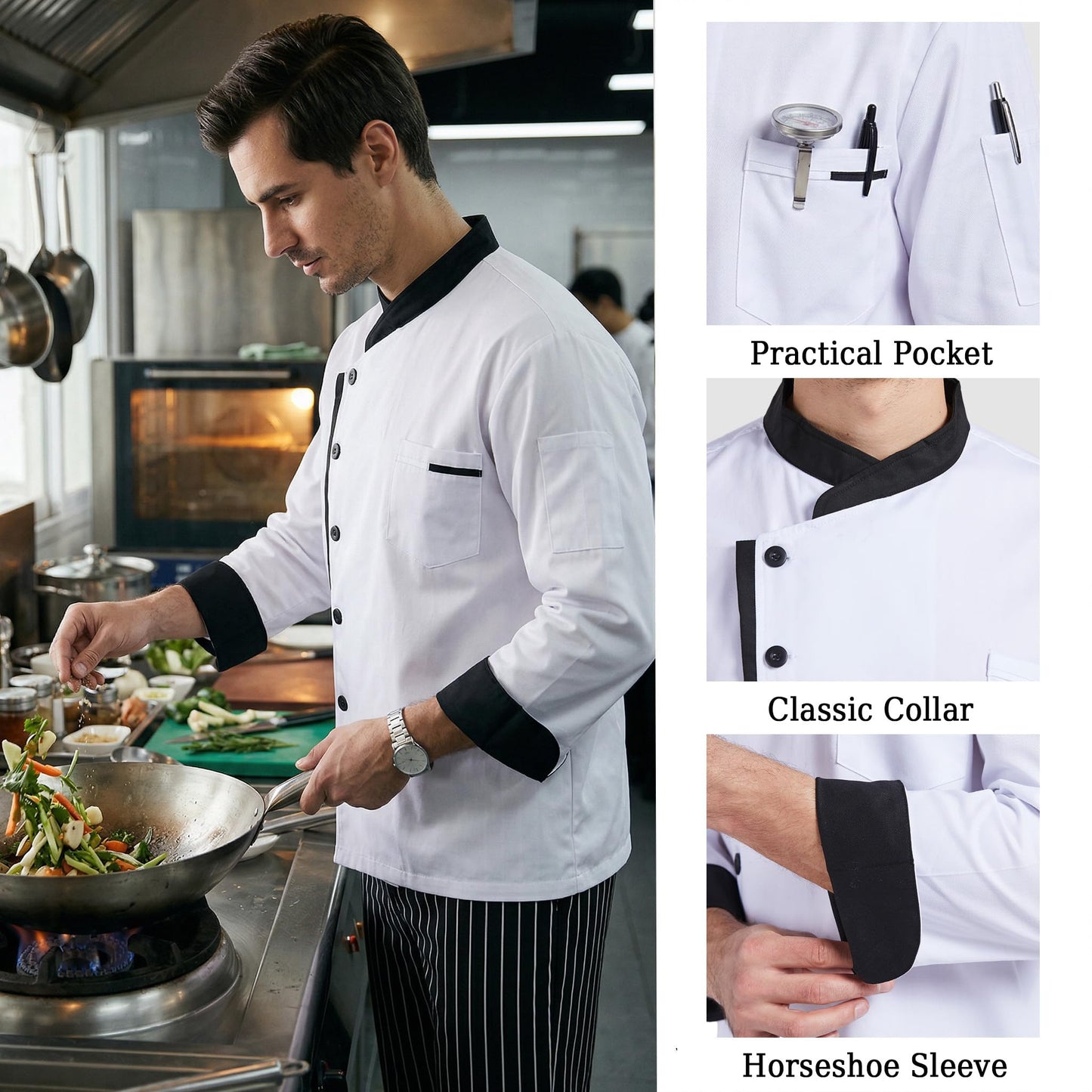 Nanxson Unisex Chef Jacket Men's Chef Coat Kitchen Chef Uniform