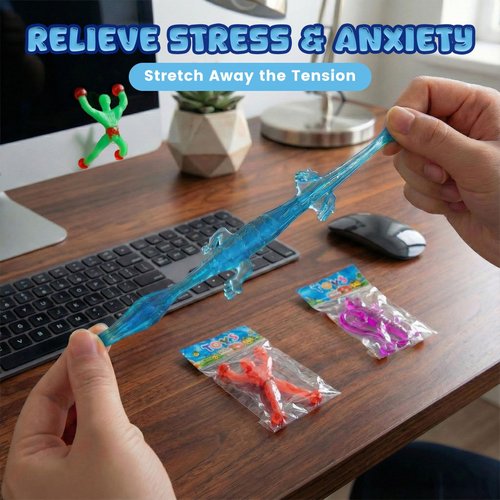 AMOR PRESENT 48PCS Stretchy Sticky Toy Party Favors, Party Table Favors Set for Kids Classroom Treasure Box Carnival Prizes Bulk Pinata Stuff Toys