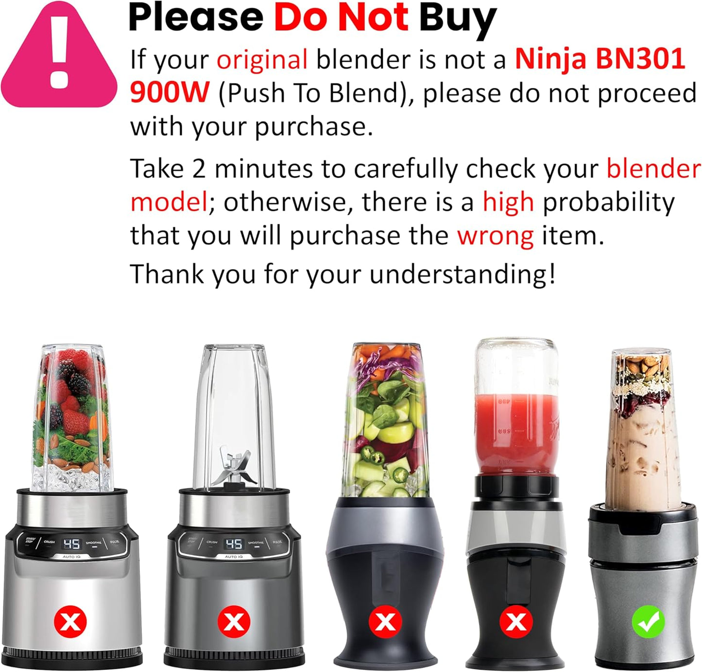 LUVCOSY Adapter for Ninja BN301 Blender | Blend Directly in Glass Jar - Dishwasher Safe Accessory