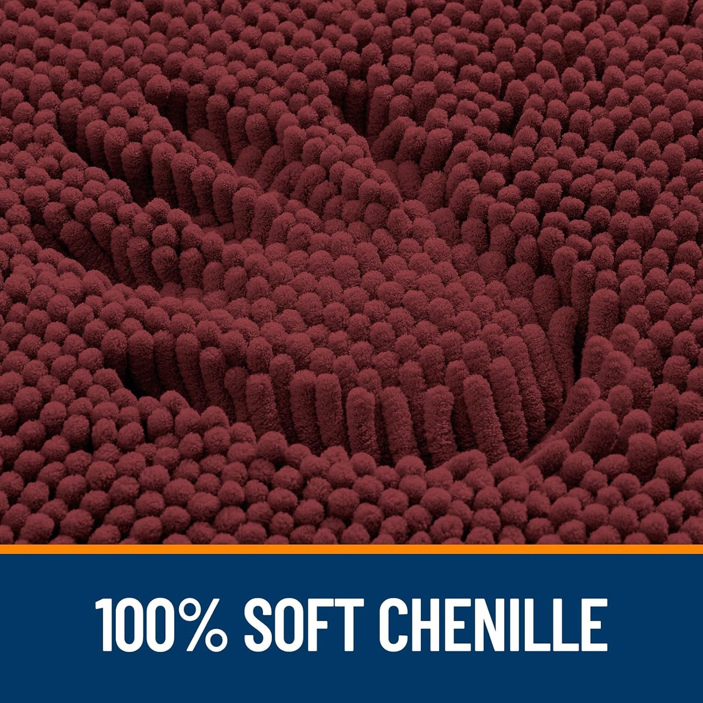 OLANLY Bathroom Runner Rugs - Soft Absorbent Chenille Bath Mats | Quick Dry, Machine Washable, 47x24, Andorra Red-Brown