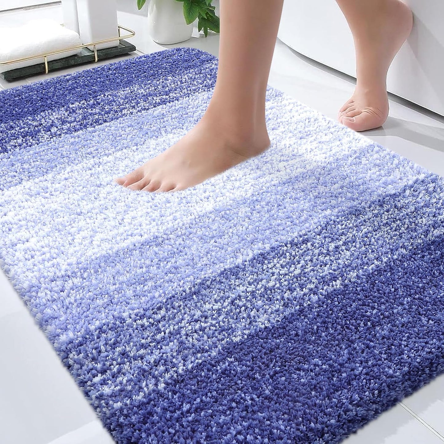 OLANLY Bathroom Rugs - Extra Soft Microfiber Mat, Quick Dry & Machine Washable, 30x20, Blue-Violet