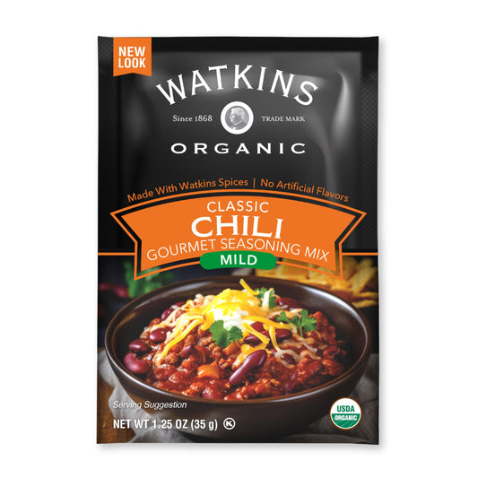 Watkins Organic Gourmet Seasoning Mix, Mild Chili, 1.25 Oz. Pouch, 1 Count