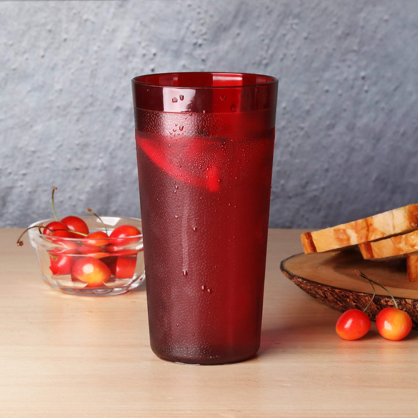 New Star Foodservice Restaurant-Grade Polycarbonate Beverage Tumblers, 20 oz, Red, Set of 12