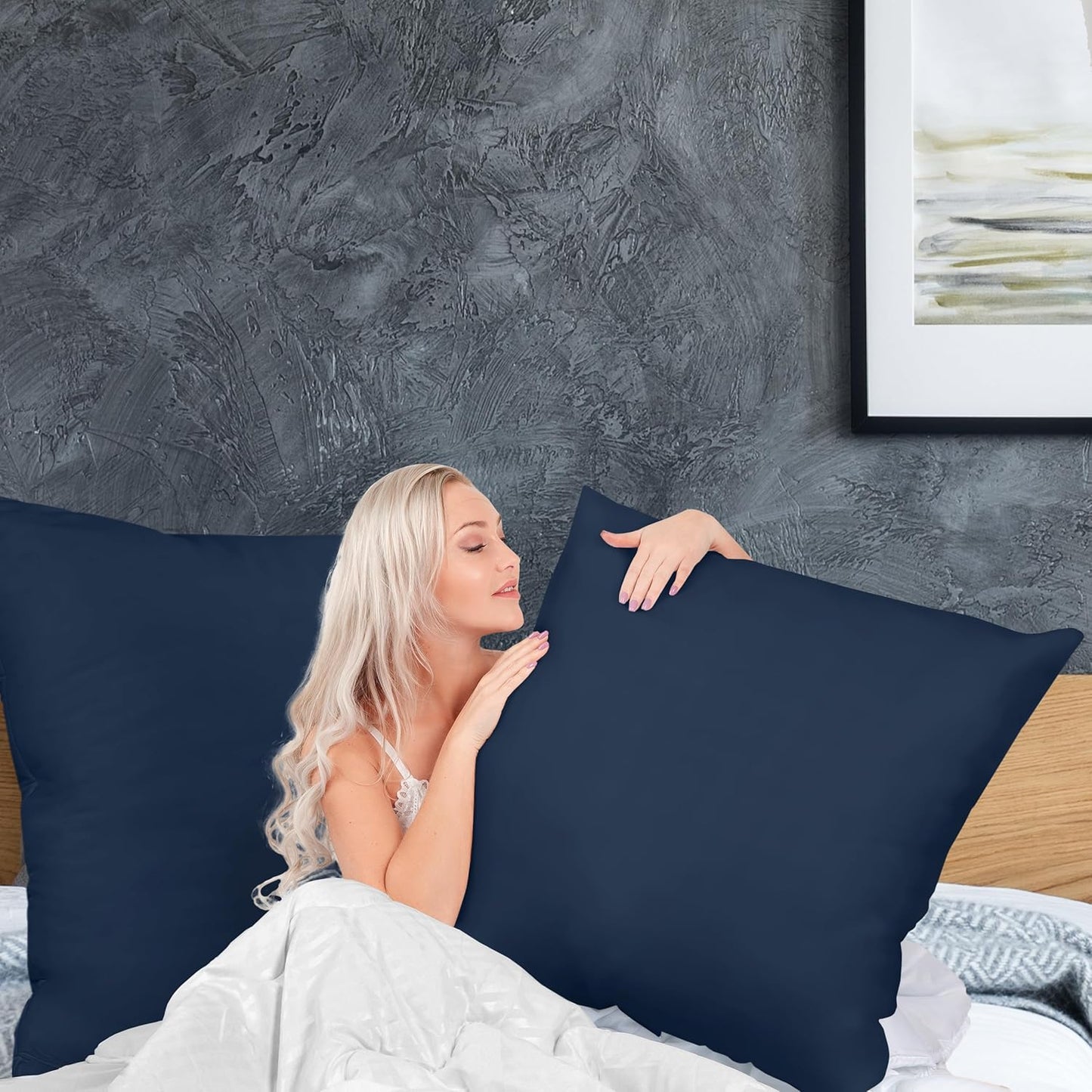 Utopia Bedding 26x26 Pillow Inserts - Set of 2 Navy Decorative Throw Pillows for Sofa & Bed - Soft, Fluffy Cushions
