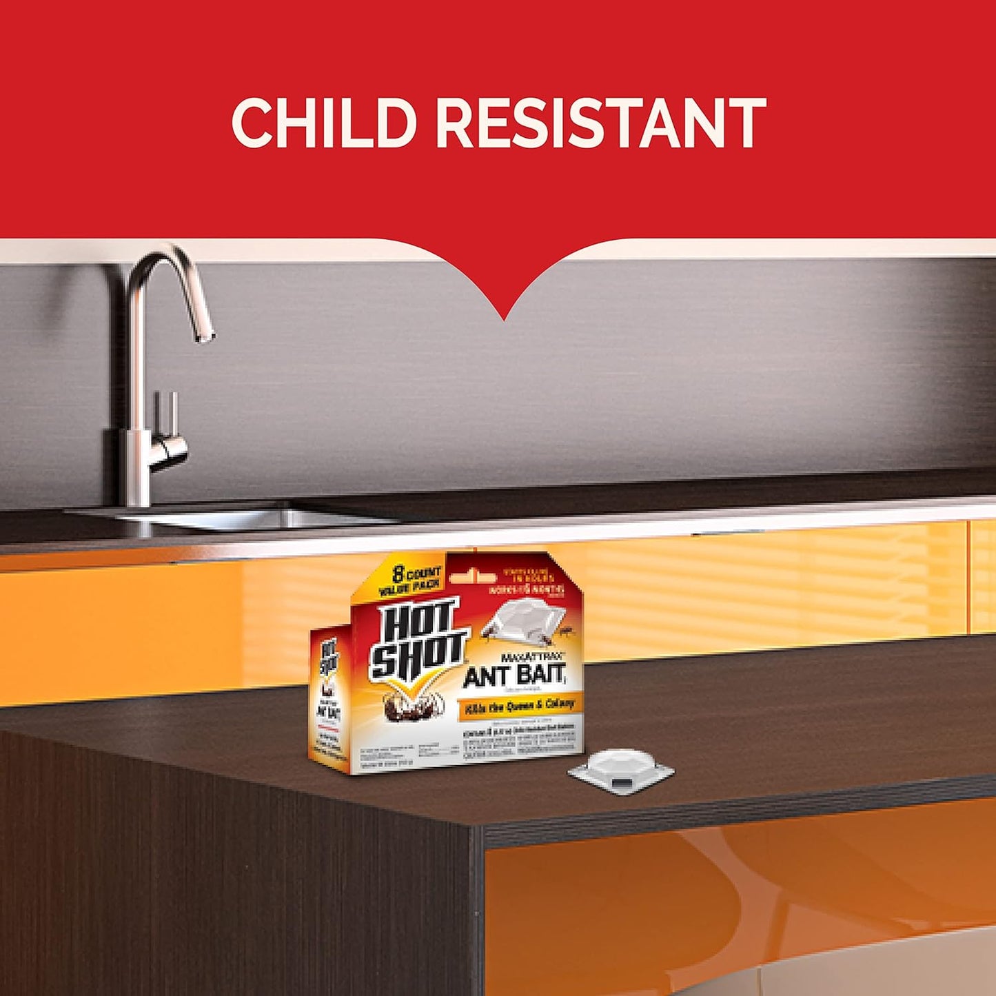 MaxAttrax Ant Bait by Hot Shot - Child-Resistant Stations | 8 Count for Effective Ant Control