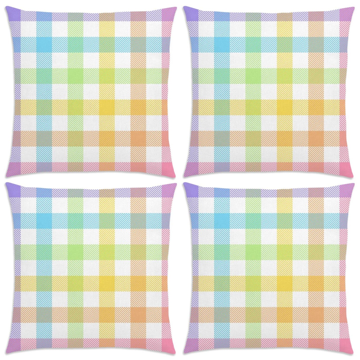 Pudodo Easter Buffalo Plaid Check Throw Pillow Covers 18x18 Set of 4 Spring Holiday Party Decoration for Home Bed Couch Sofa (18" x 18")