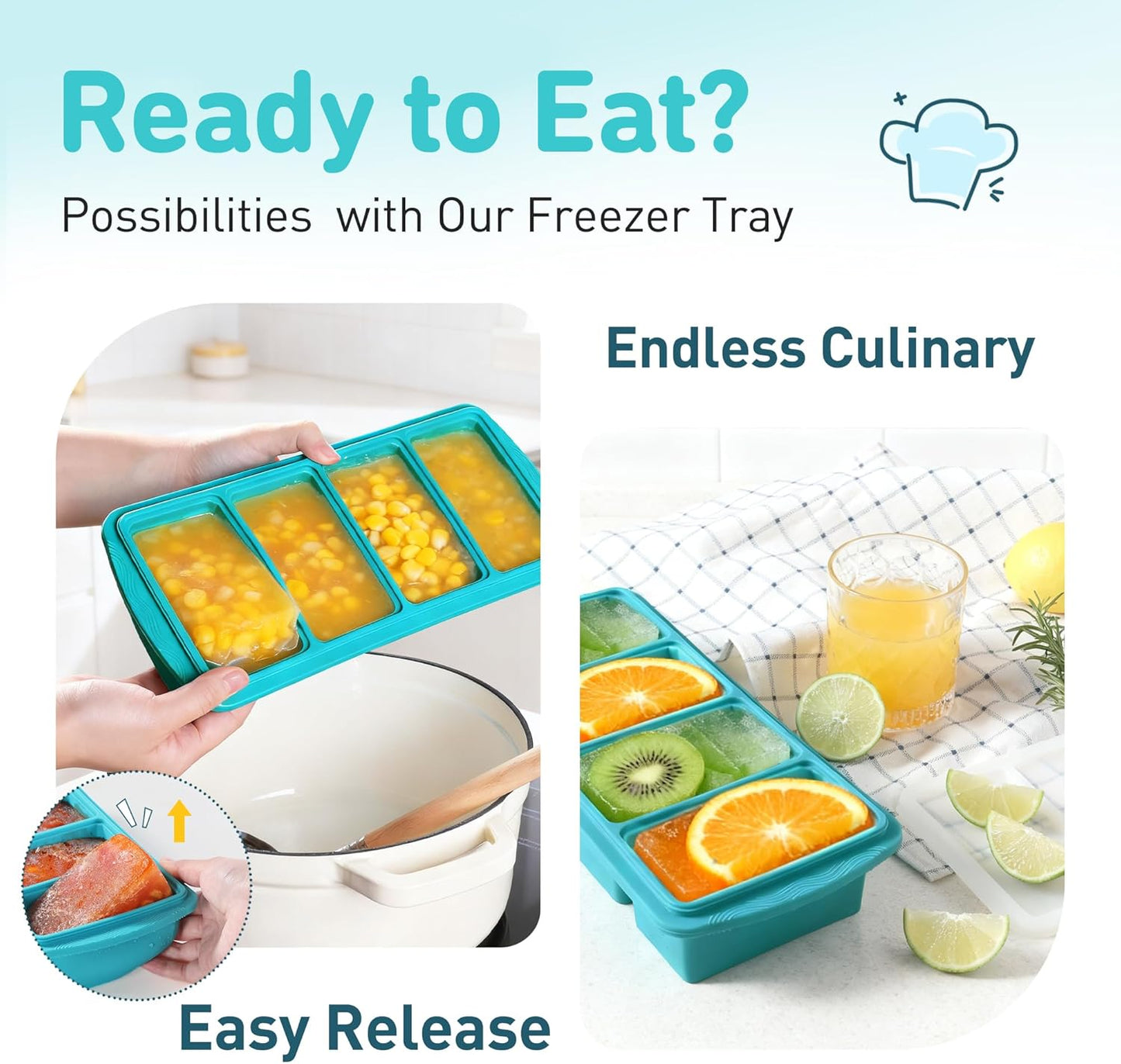 Skiennix Silicone Freezer Tray - Steel Reinforced Lid for Soup & Leftovers | Meal Prep Container