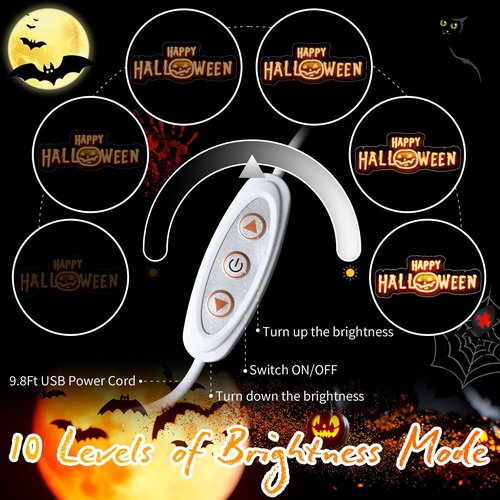 Halloween Bat Neon Sign, Black Orange Bat Neon Light Up Sign with UV Print for Halloween Party Decoration, USB Powered Neon Halloween Bat Led Sign for Wall Decor Trick or Treat Spooky Night Backdrop
