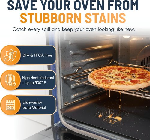 Heavy Duty Oven Liners by [Brand Name] - Non-Stick, Reusable Mats | 3 Pack, 16.25”x23” - BPA & PFOA Free (Black)