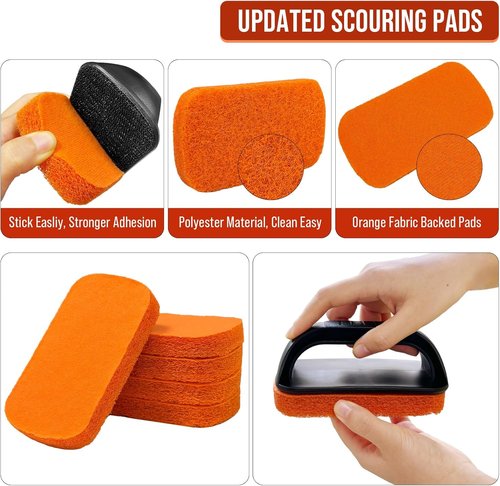 Blackstone 6-Piece Griddle Cleaning Kit - Non-Scratch Scouring Pads with 5 Scrubber Pads & Handle
