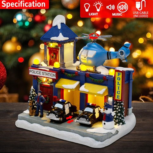 Innodept12 Christmas Animated Train Station Décor - Lighted Building with Clock & Music | Indoor Display