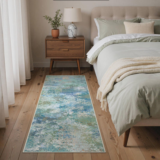 GENIMO 8x10 Area Rugs for Living Room, Machine Washable Rug Non Slip, Low Pile Ultra-Thin Lightweight Large Carpet, Abstract Modern Rugs for Bedroom, Dining Room, Office, Nursery, Brown/Grey