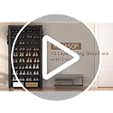 Black 10-Tier Shoe Rack with Dustproof Cover, Large Capacity Organizer