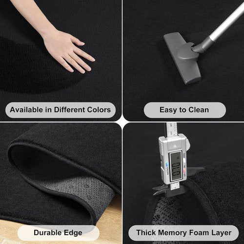 Amearea Modern Soft Hallway Runner Rug - 2x6 Feet Washable Non-Slip Memory Foam | Black Fluffy Carpet for Home Decor