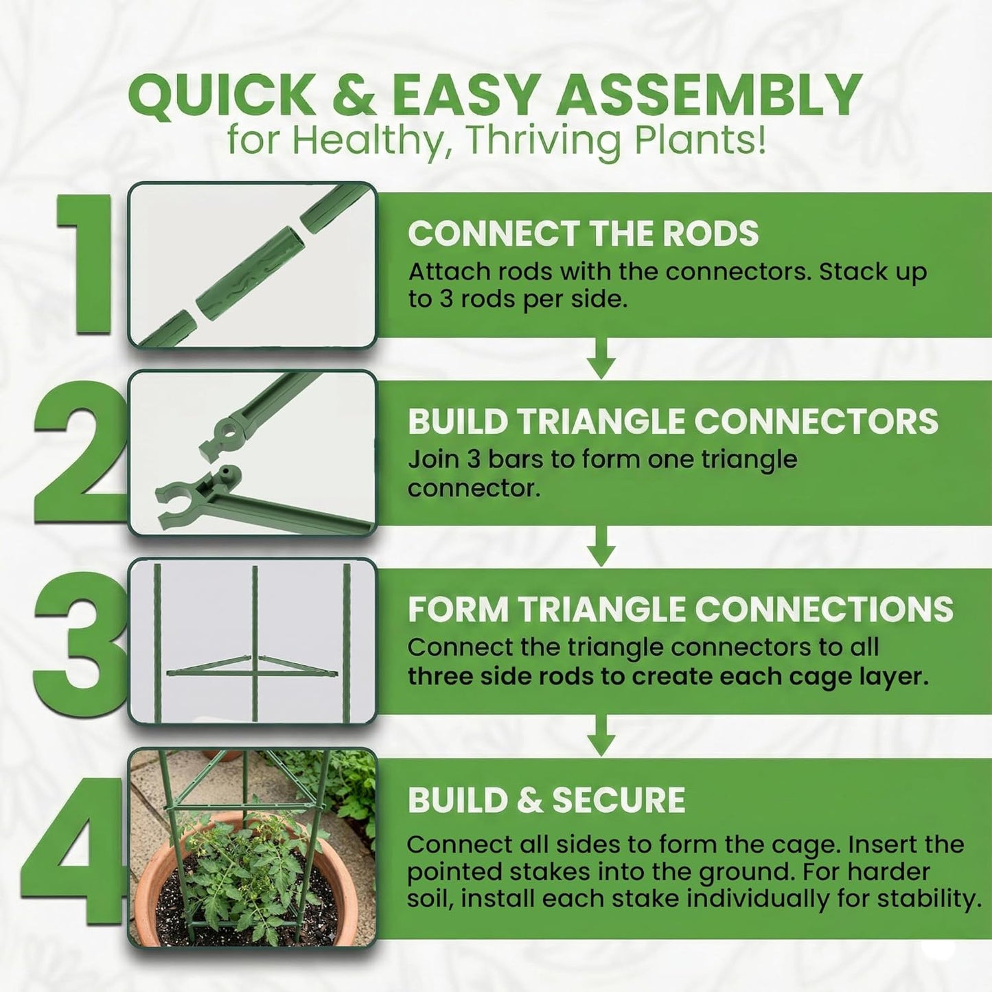 K-Brands Tomato Cage - Extra Tall Plant Support Trellis for Garden & Pots | 3 Pack (Up to 68 Inches)