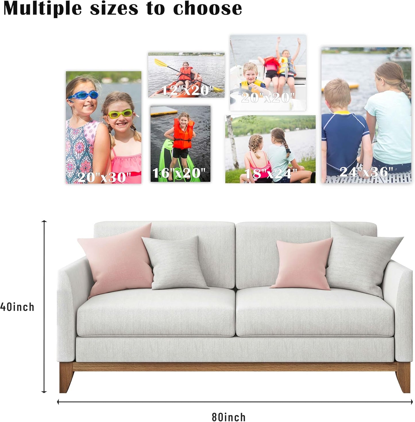 ZXDZSM Custom Canvas Prints - Personalized Photo Wall Art | Unframed 36" x 48" Size