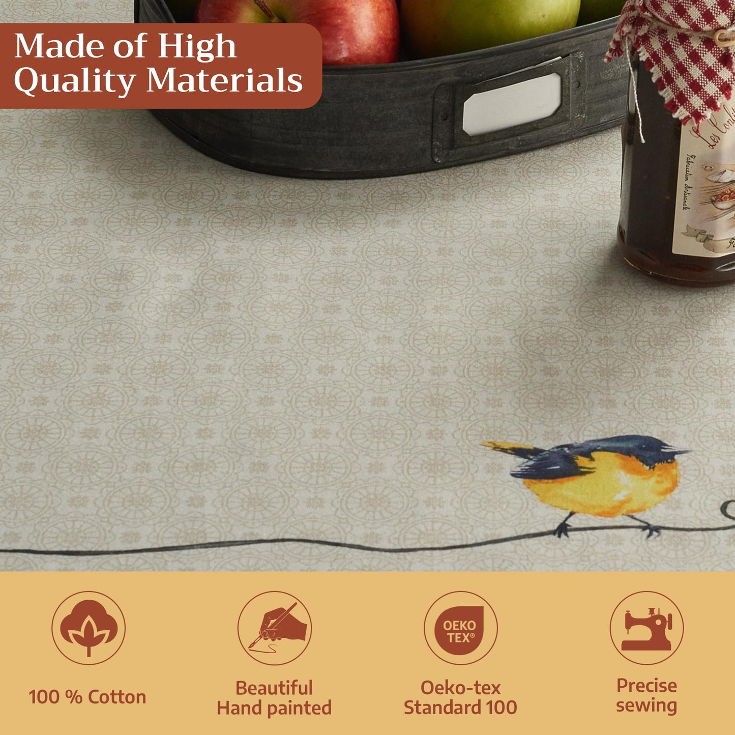Maison d' Hermine Birdies On Wire 100% Cotton Tablecloth 54 - inch by 72 - inch.