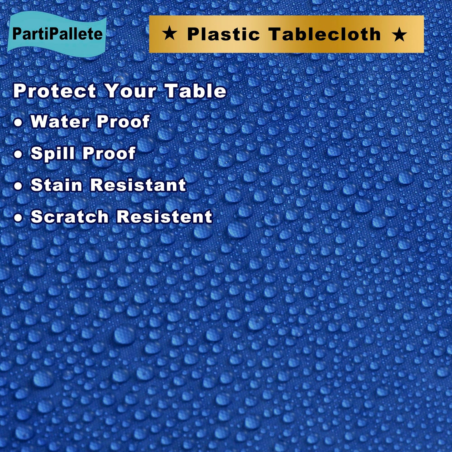 PartiPallete 3-Pack Premium Plastic Dark Royal Blue Tablecloth Disposable 54" x 108" Rectangle Table Cover PEVA Party Sapphire Ocean Blue Table Cloths for Parties Birthday Wedding Picnic Banquet