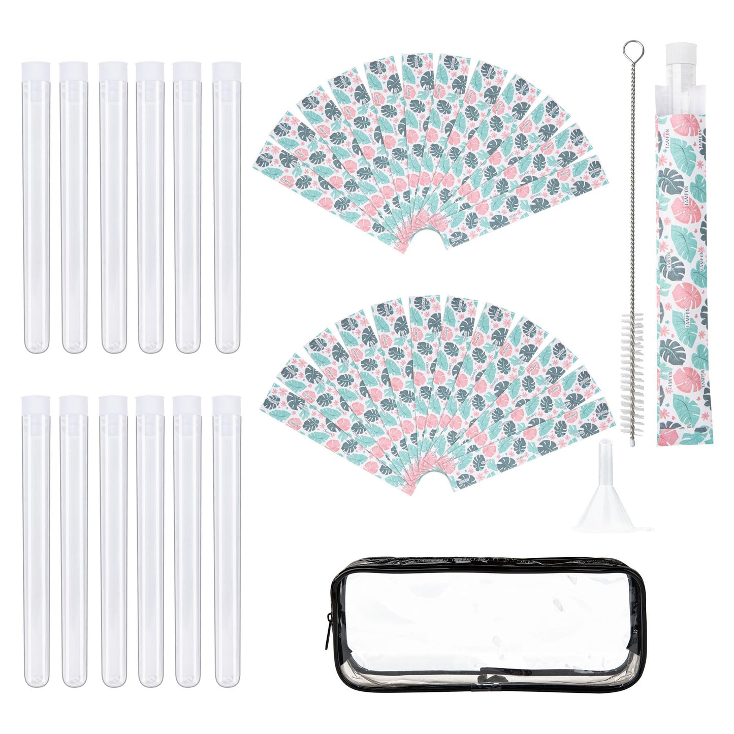39 PCS Tampon Tube for Women, Plastic Tube for Juice with Funnel and Spout for Cruise Concert Sports Events - Green