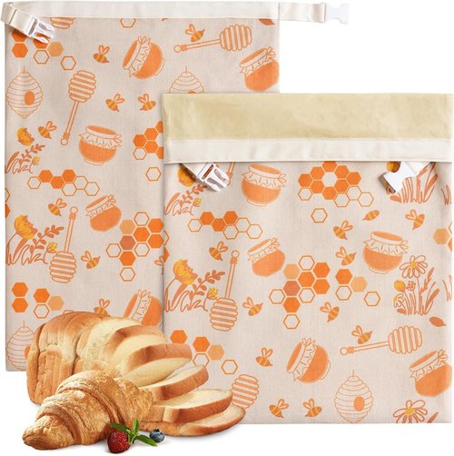 Beeswax Bread Bags - 2 Pack Organic Linen for Sourdough | 17 x 12.6 Inches - Freezer-Friendly Freshness Preservation