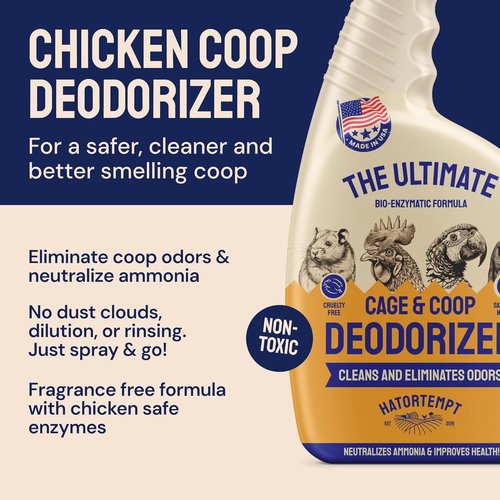 Hatortempt Chicken Coop Cleaner & Deodorizer Spray - 32 fl oz, Unscented | Ammonia Control Odor Eliminator
