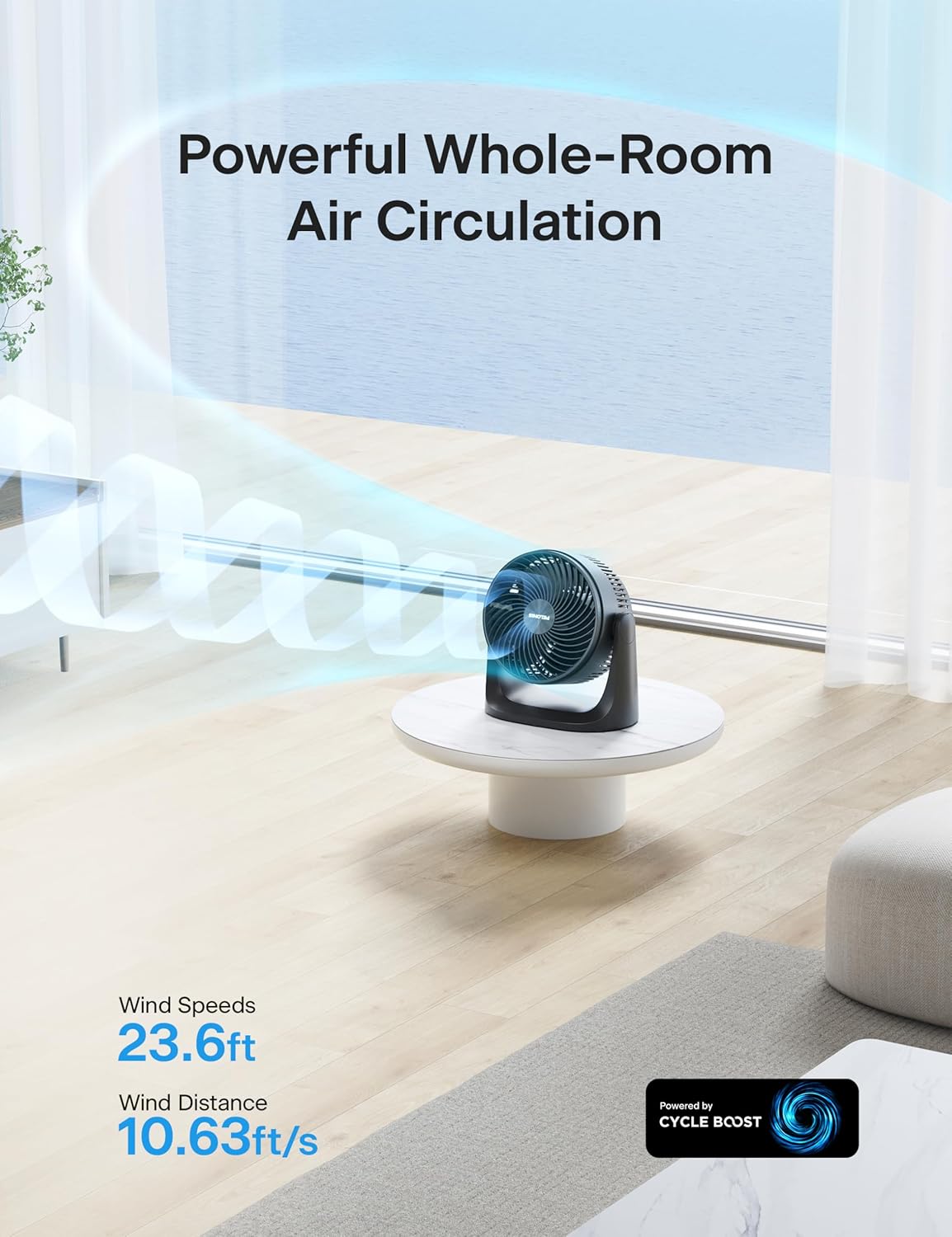 Pelonis 3-Speed Table Fan - 7-Inch Blade with 100° Adjustable Head Tilt | Compact Desktop Fan for Bedroom, Dorm, and Office - Black