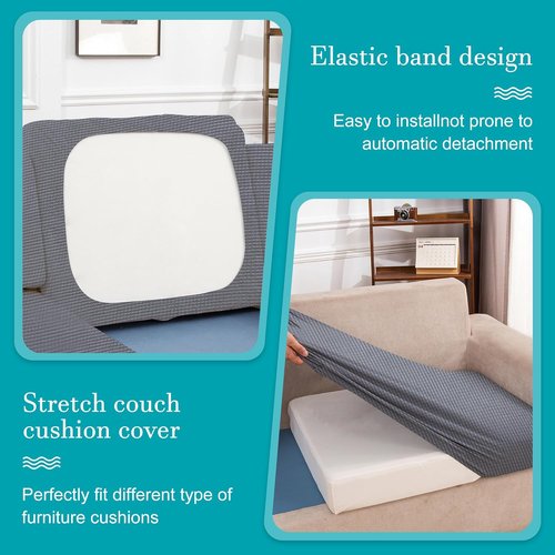 BIETYONE 12Pcs Stretch Patio Cushion Covers - Washable Outdoor Couch Slipcovers for Furniture (Grey)