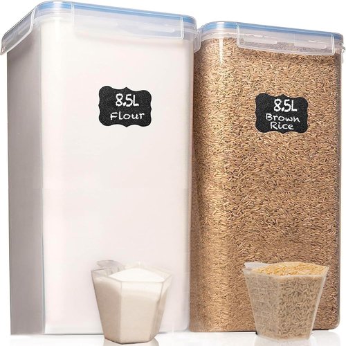 Flour Storage Container Set by [Brand Name] - 2 Extra Large Airtight Containers | 8.5L BPA-Free for Kitchen & Pantry