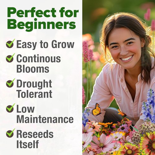 HOME GROWN Premium Monarch Butterfly Wildflower Seeds Mix - 20,000+ Non-GMO Milkweed Seeds for Pollinator Gardens | 2oz Perennial Flower Blend