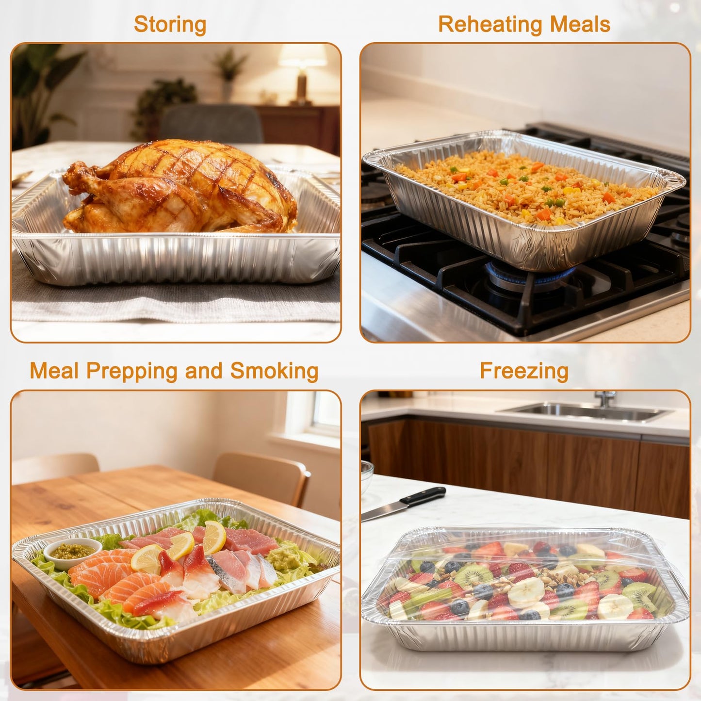 Whaleme 40 Pack Aluminum Foil Pans 9x13 - Disposable Half Size Deep Steam Table Tin Foil Pans for Oven Baking Cake, Roasting Turkey, Food Prepping, Storing, Freezing, Chafing
