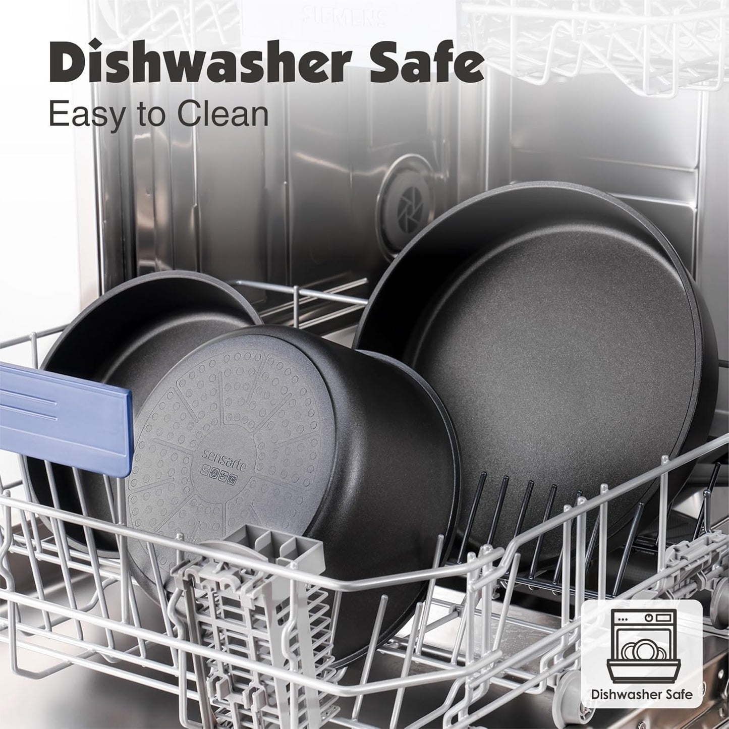 SENSARTE 24-Piece Nonstick Cookware Set - Detachable Handle, Induction & Oven Safe | Black