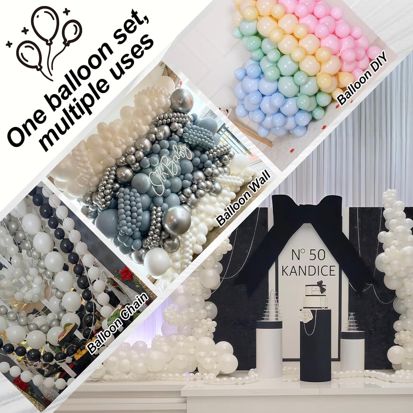 Skiennix Pearl White Linking Balloons - 100PCS 6 Inch Quick Link Balloons for Wedding & Party Decor
