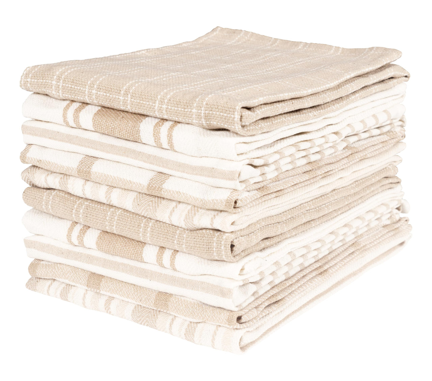 KAF Home Assorted Flat Kitchen Towels - Set of 10, 18 x 28 Inch (Beige)