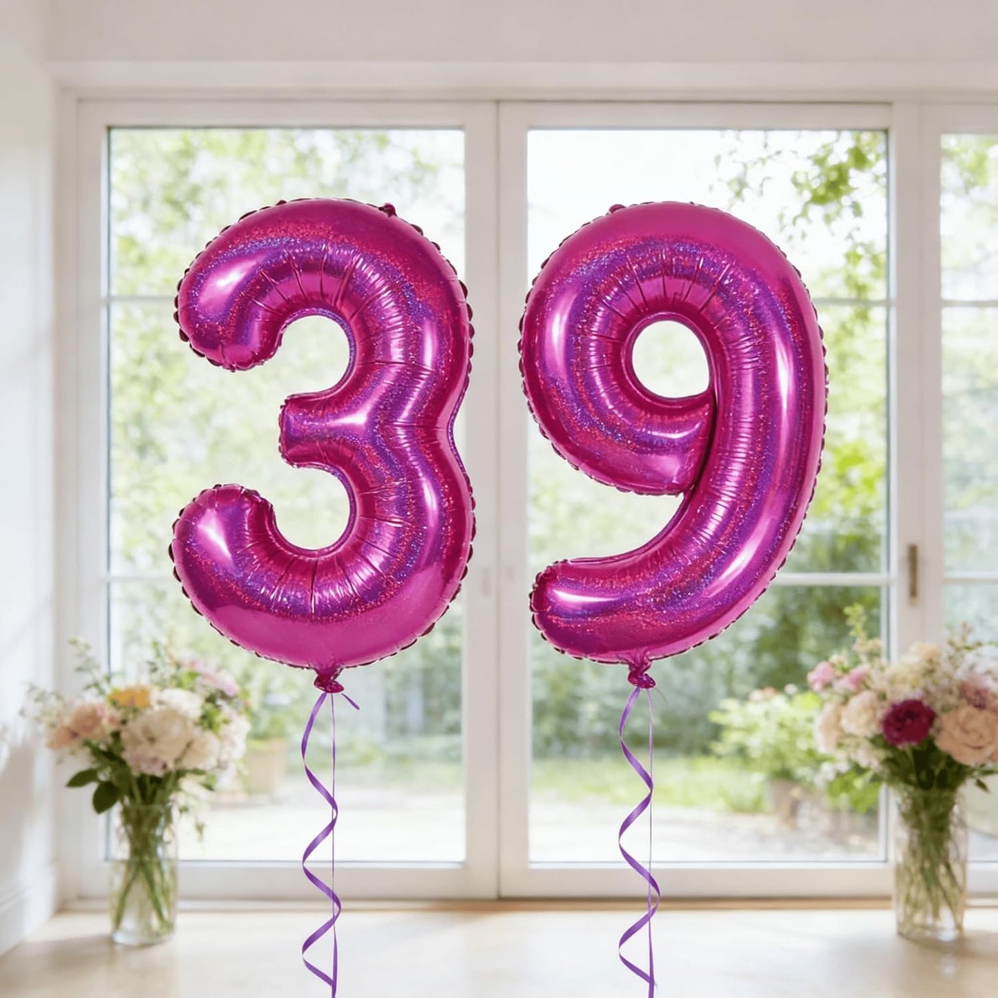 Laser | Hot Pink Number 4 Balloon - 40 Inch Large Birthday Decoration for Girls' 4th Party