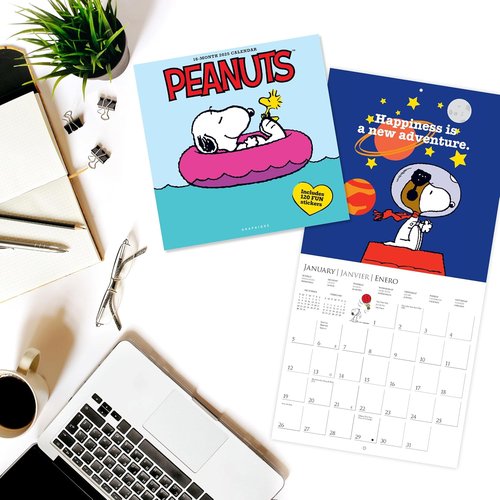 Graphique 2025 Peanuts Wall Calendar - 12” x 12” | Thick Paper | Large Monthly Grid & 3 Languages