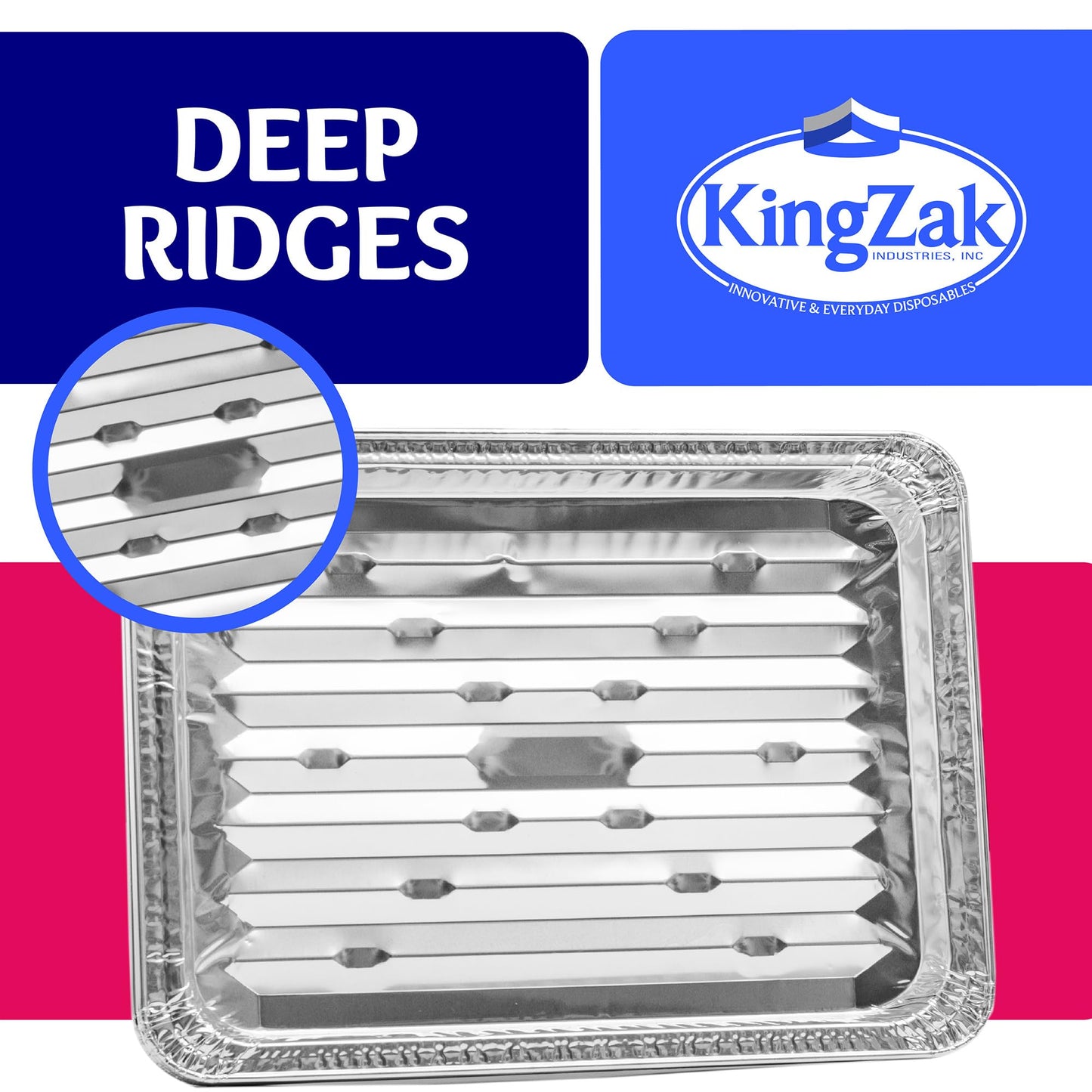 Nicole Home Collection Aluminum Foil Broiler Pans, Grill Liners (20 Pack) Sheet Pans for Oven, Roasting Rack, Disposable Aluminum Trays with Ribbed Surface for BBQ