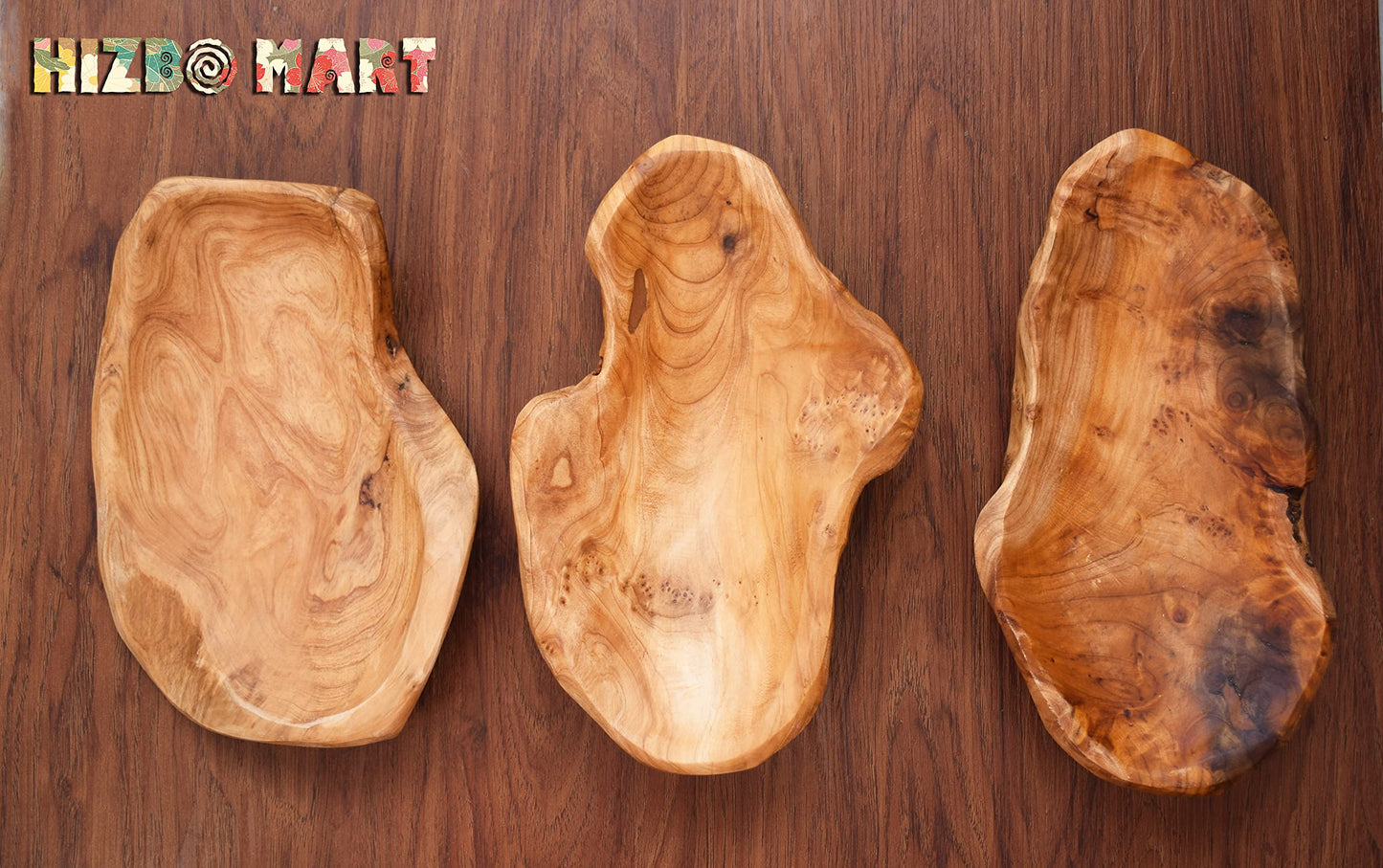 HIZBO MART Root Wood Serving Dish,Vintage Wooden ring dish,Hand Carved Artworks(Art（The length 8.5~10inch)