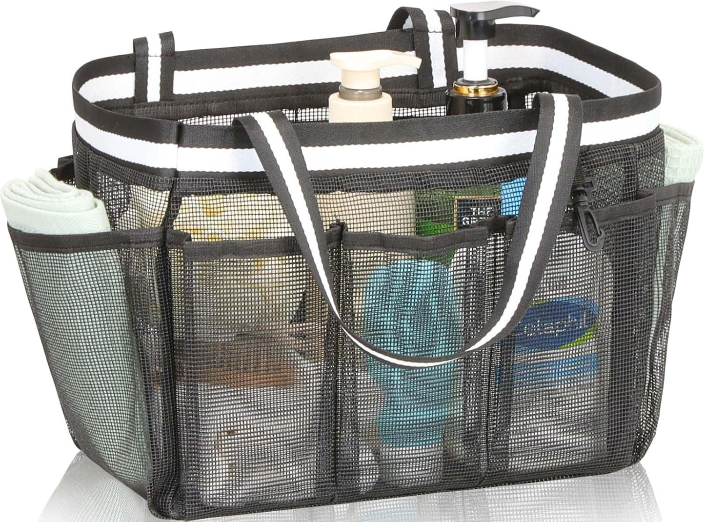 Skiennix XL Mesh Shower Caddy - Portable Shower Bag for College, Camping, Travel & Gym | Black