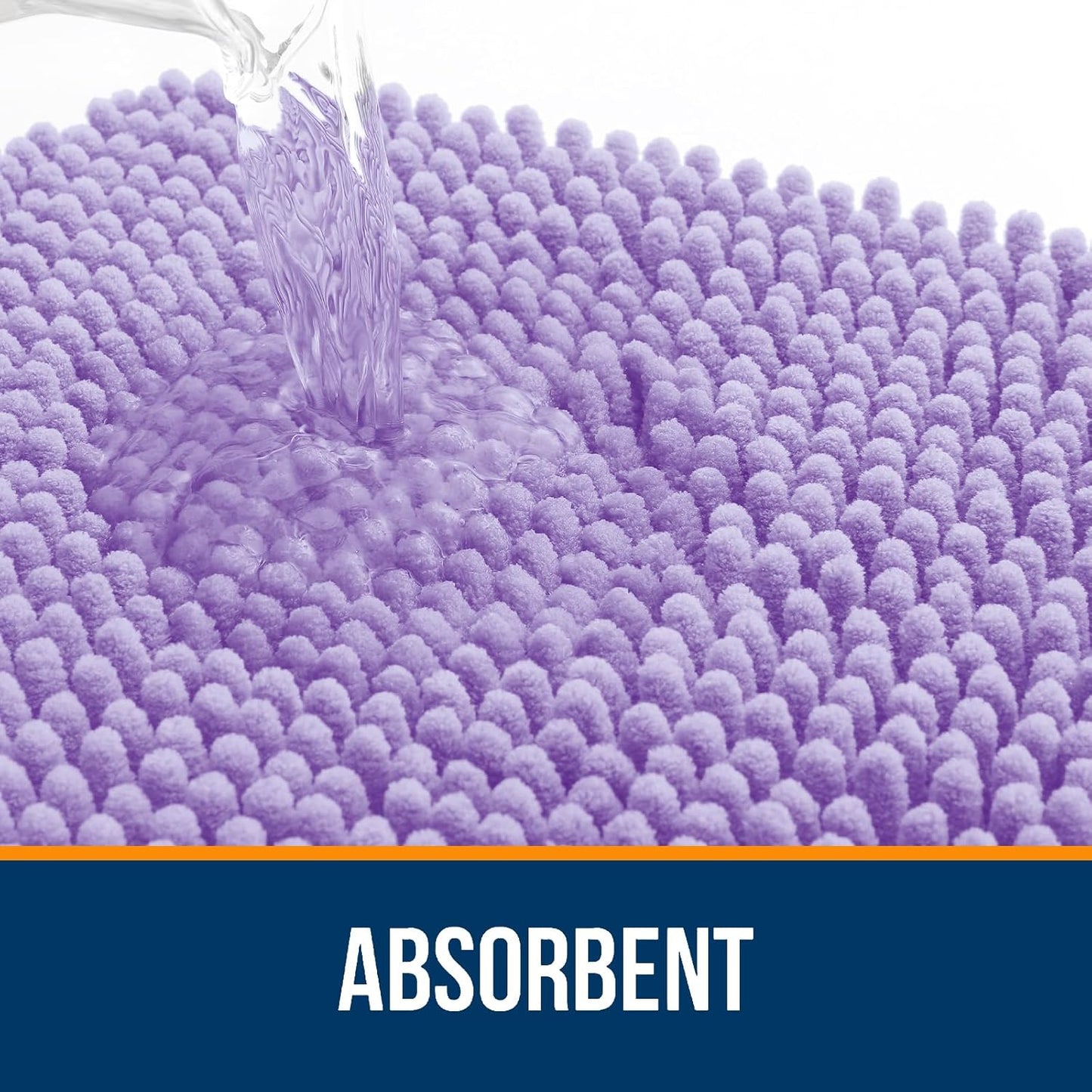 OLANLY Bathroom Runner Rugs - Soft Absorbent Chenille Bath Mat with Rubber Backing | 59x24 Lavender