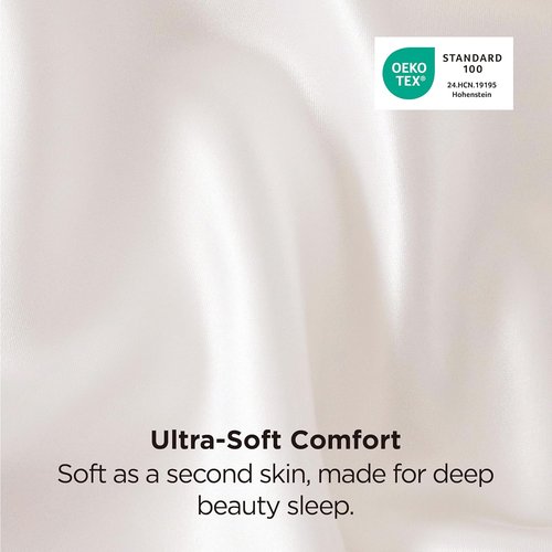 Bedsure Satin Pillowcase - Luxurious Silk-Like Comfort | Standard Size, Ivory, 20x26 Inches, 2-Pack