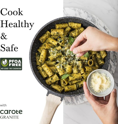 CAROTE Nonstick Frying Pan - PFOA Free Granite Skillet for Eggs & Omelets | 8-Inch Induction Compatible