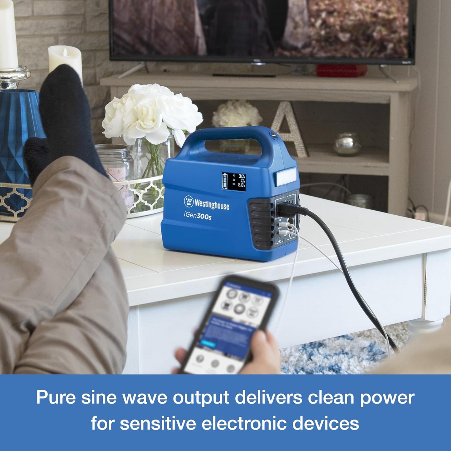 Westinghouse Portable Power Station - 296Wh 600 Peak Watt Lithium Battery | Pure Sine Wave AC Outlet for Camping & Travel