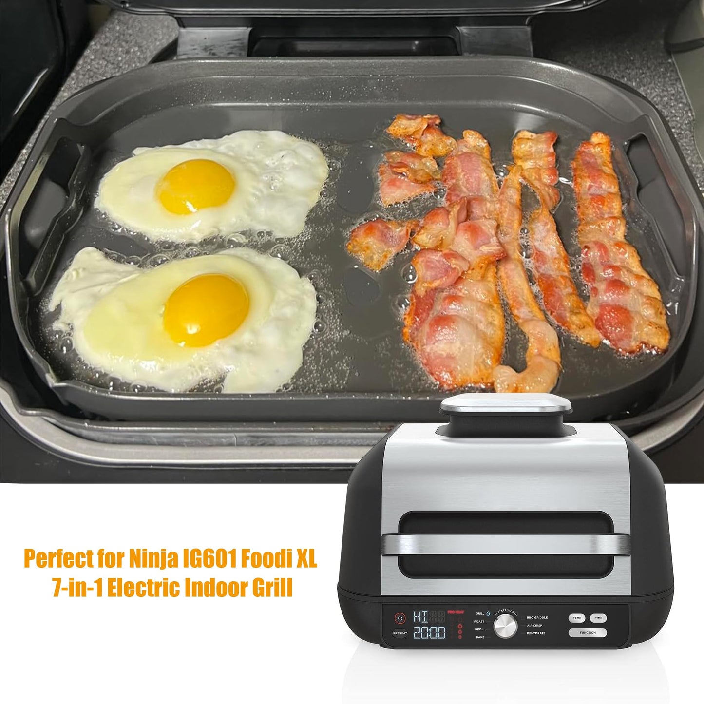 BBQ PLUS Flat Top Griddle for Ninja IG651 Foodi Smart XL Pro 7-in-1 Indoor Grills,BBQ Grill Griddle Plate Replacement for Ninja Foodi Indoor Grill,Non-Stick