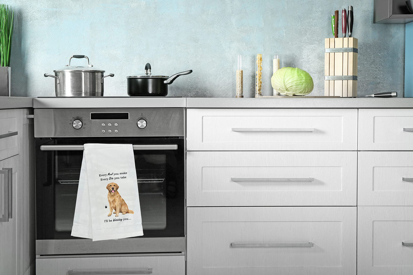 GOLDEN RETRIEVER Kitchen Towels - Soft, Highly Absorbent - GOLDEN RETRIEVER Gifts - Dish & Tea Towels - Reusable, Quick Drying - 100% Natural Cotton - For Pet Lovers