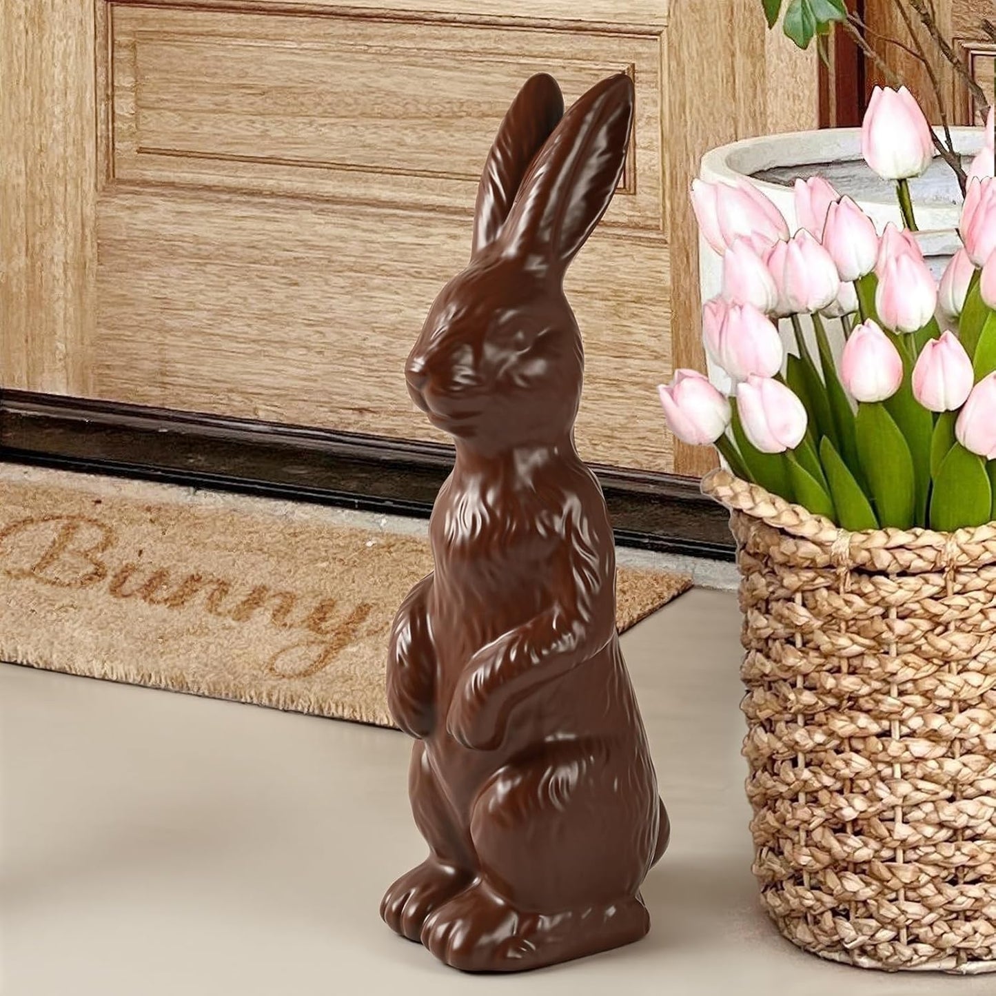 Zesua Easter Bunny Figurine - 14.5" Standing Ceramic Decor for Home & Yard - Perfect Spring Decoration