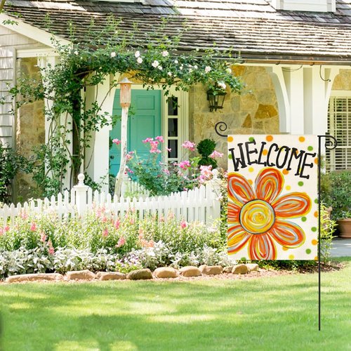 AVOIN Colorlife Summer Floral Garden Flag - Double-Sided 12x18 Inch Outdoor Welcome Flag