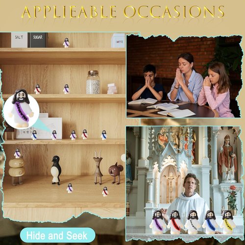 Cowlyn Mini Jesus Figurines - Multicolor Tiny Statues for Easter Egg Stuffers | 20 Pack Religious Gifts
