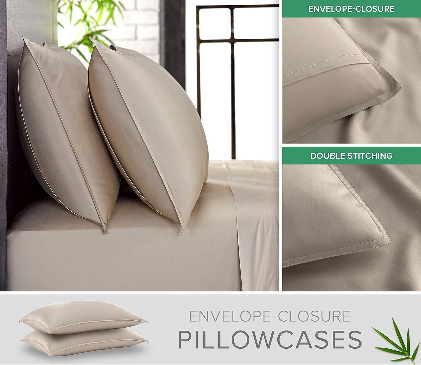 Pure Bamboo Twin Sheets - Luxuriously Soft 100% Organic Viscose Bed Sheet Set | Cooling & Durable (Twin, Sand)