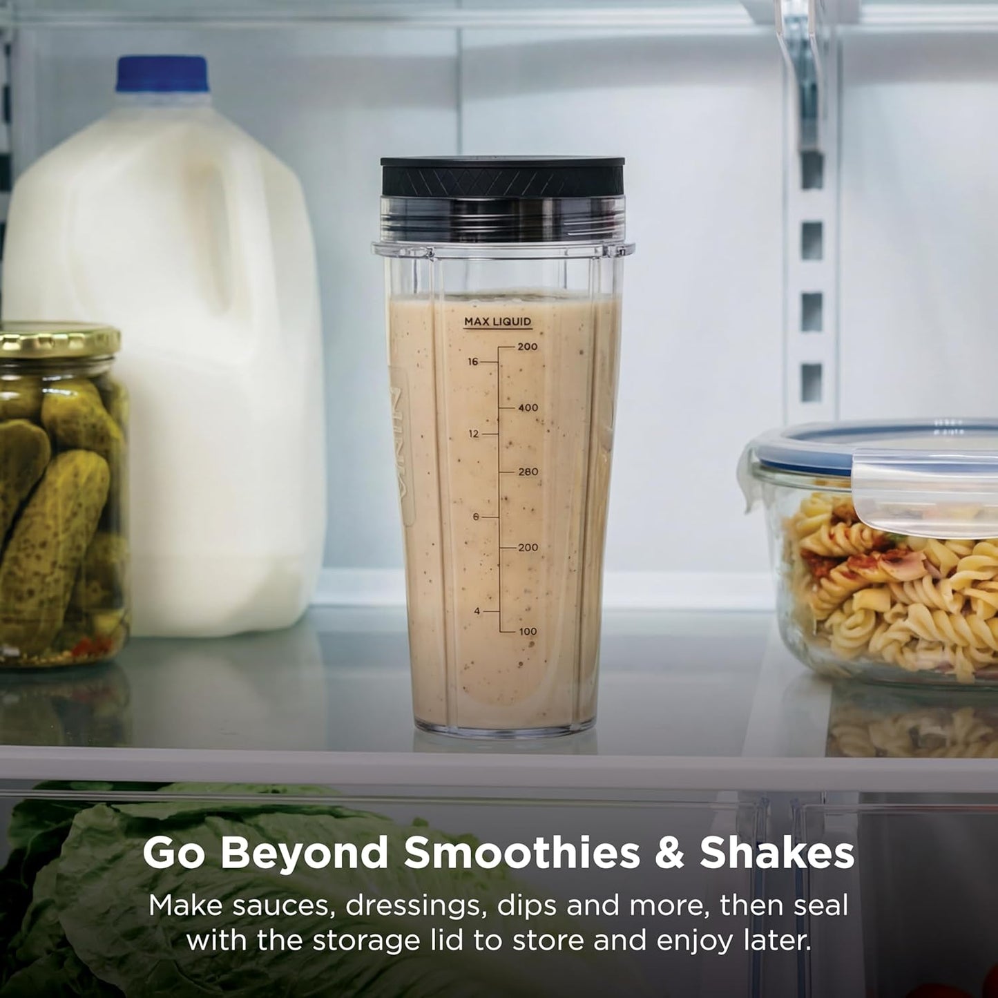 Ninja Nutri-Plus Personal Blender - Compact Push-To-Blend for Smoothies & Sauces | 3 To-Go Cups & Lids | 900W | Silver